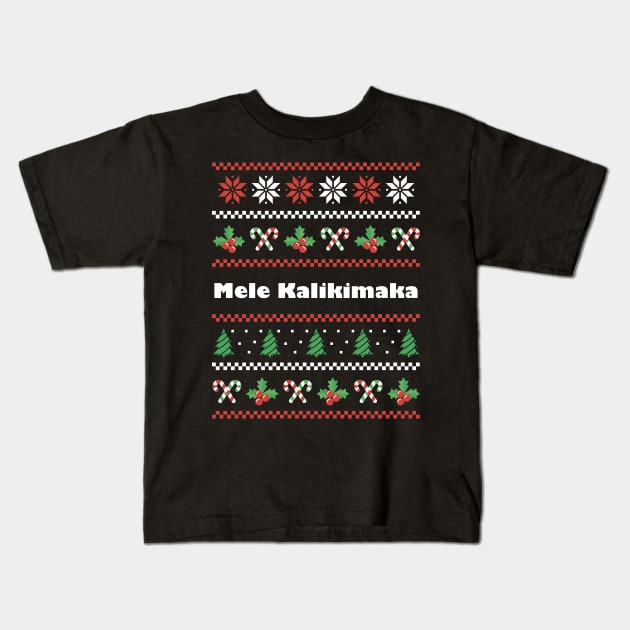 Hawaiian Christmas Mele Kalikimaka Kids T-Shirt by SunburstGeo